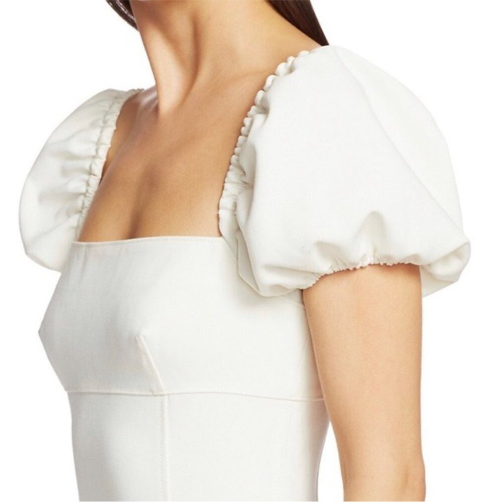 Cinq à Sept Havana Puff-Sleeve square neck ivory Mini Dress 12 - Picture 7 of 15